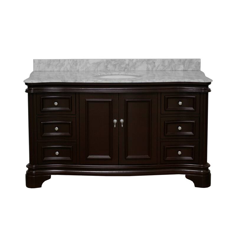 KitchenBathCollection Katherine 60" Single Bathroom Vanity with Carrara Marble Top
