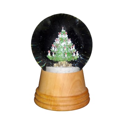 5" Perzy Snow Globe Medium Christmas Tree with Wooden Base Decoration