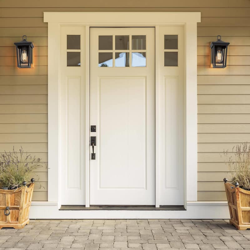 Farmhouse 1-Light Black Outdoor Wall Sconces Patio Glass Wall Lamps - 4.3"L x 11.8"H