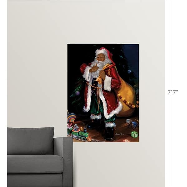 dimension image slide 2 of 5, "African American Santa" Christmas Winter Holiday Poster Print