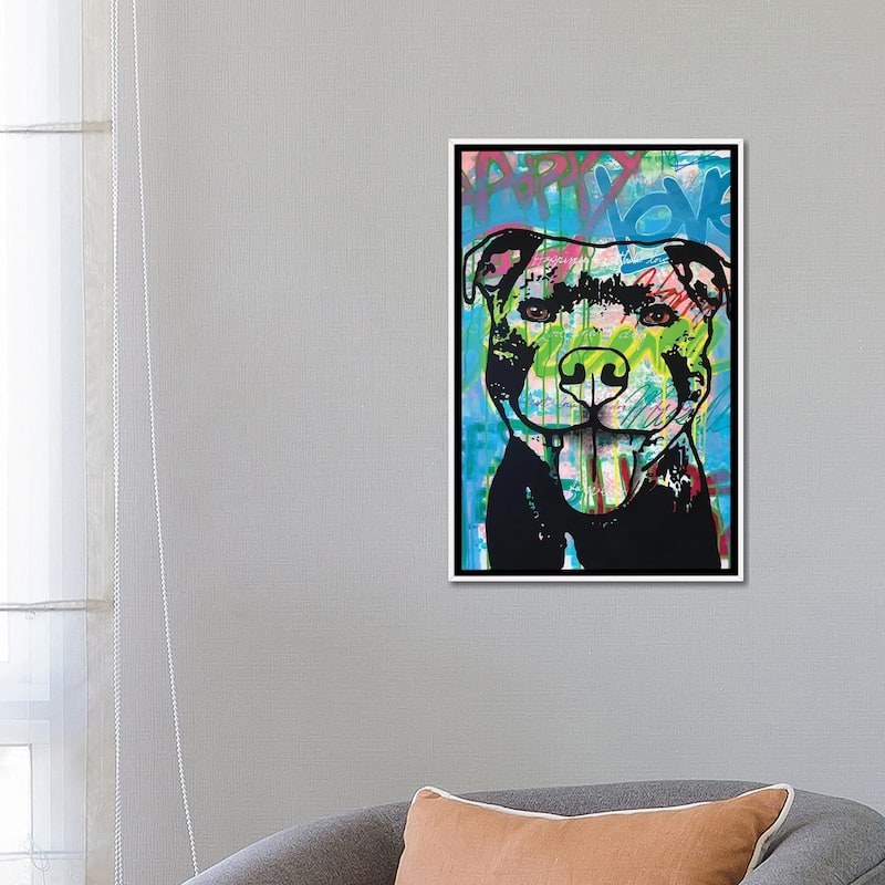 iCanvas "Happy Love Pitbull" by Dean Russo Framed