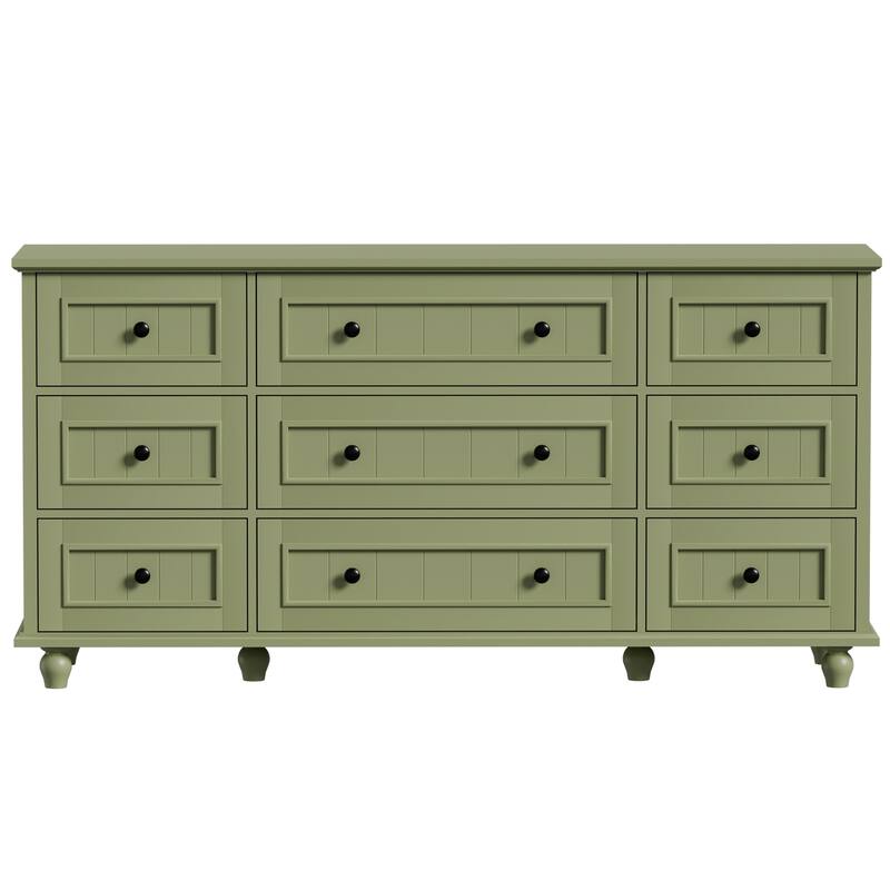 Vintage 9-Drawer Dresser Retro Storage Cabinet with Solid Legs