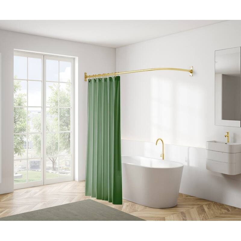 Utopia Alley Rustproof Wall Mounted Aluminum L-Shaped Corner Shower Curtain Rod, 68 inch Size by 28 inch