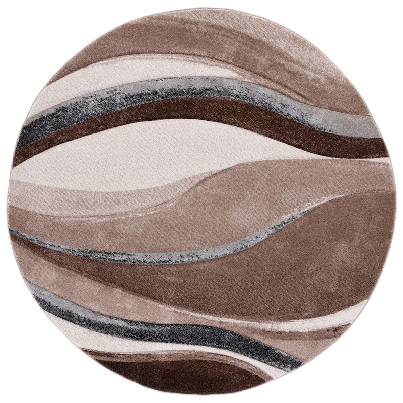 SAFAVIEH Hollywood Osanna Mid-Century Modern Rug - 6'7" Round - Brown/Ivory