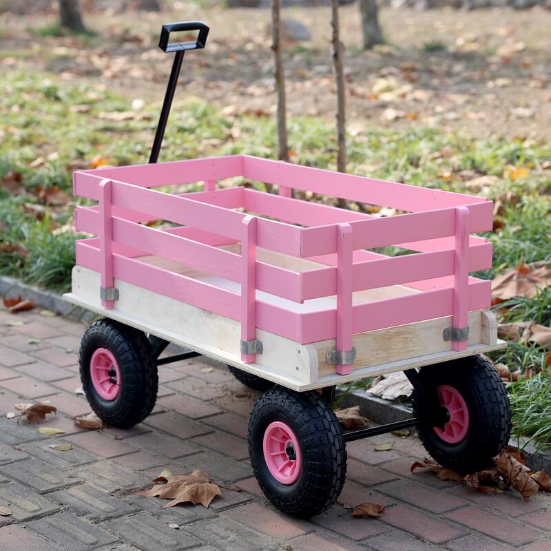 Fresh blue wooden household trolley for children's toy transportation/garden tool cart/outdoor portable trolley