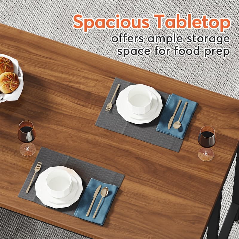 Kitchen Island with 5 Open Shelves, Industrial Dining Island Table with Large Worktop, Freestanding Kitchen Island Table
