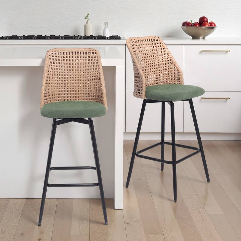 28.7"H Set of 2 Swivel Bar Stools/ Counter Stools with Metal Leg - Set of 2