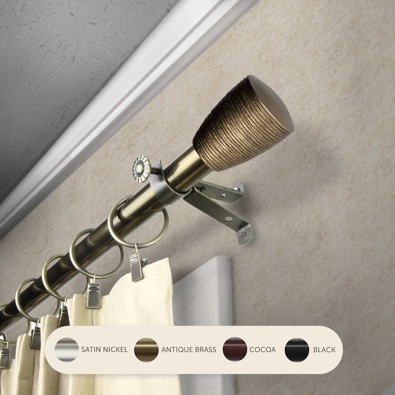InStyleDesign Zephania Adjustable Curtain Rod 13/16 inch dia. - 66 to 120 inches - Antique Brass