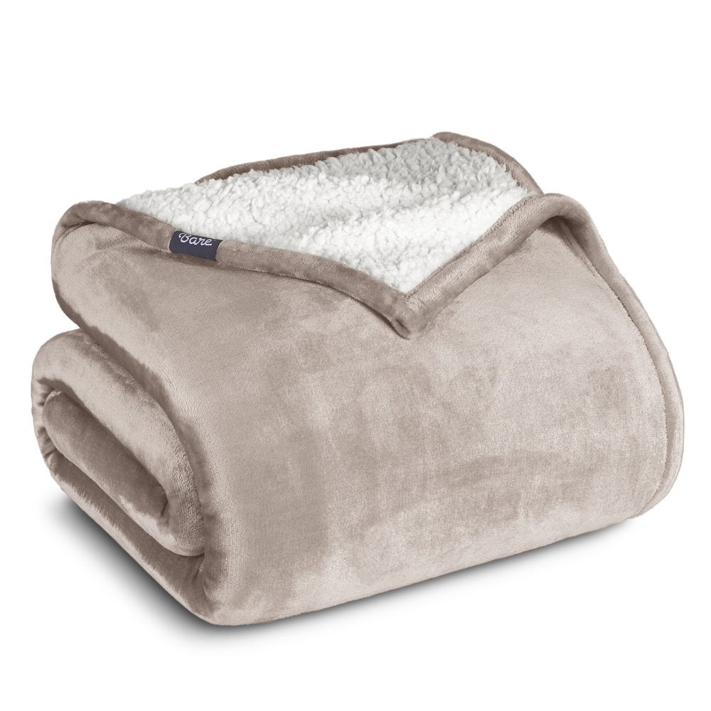 Bare Home Sherpa Fleece Blanket - Reversible Plush Bed Blanket