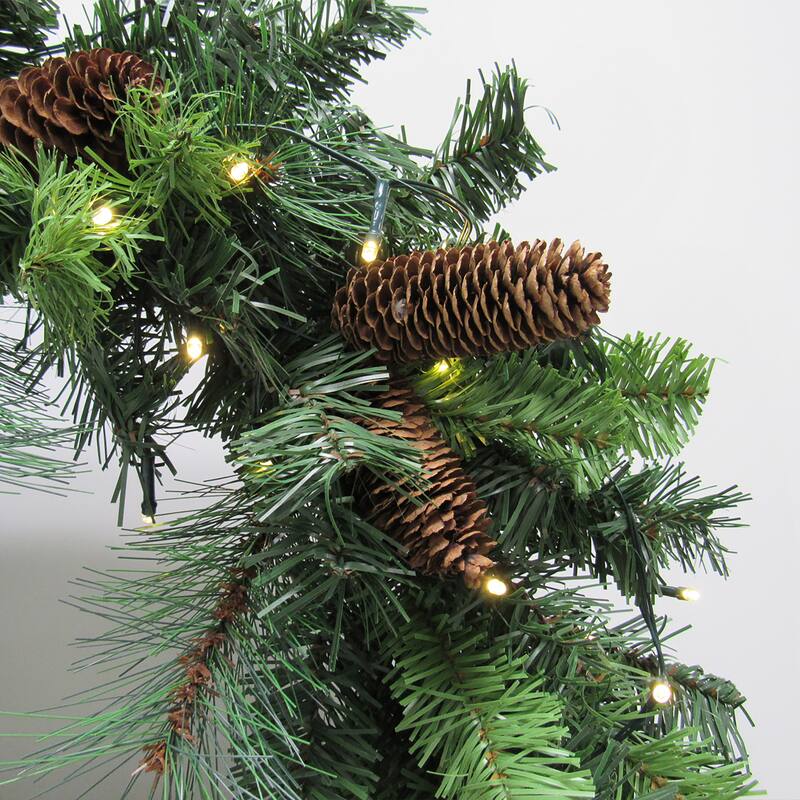 Artificial Mixed Pine Cone & Pine Christmas Wreath with LED Lights 24in - 24" L x 24" W x 6.5" DP