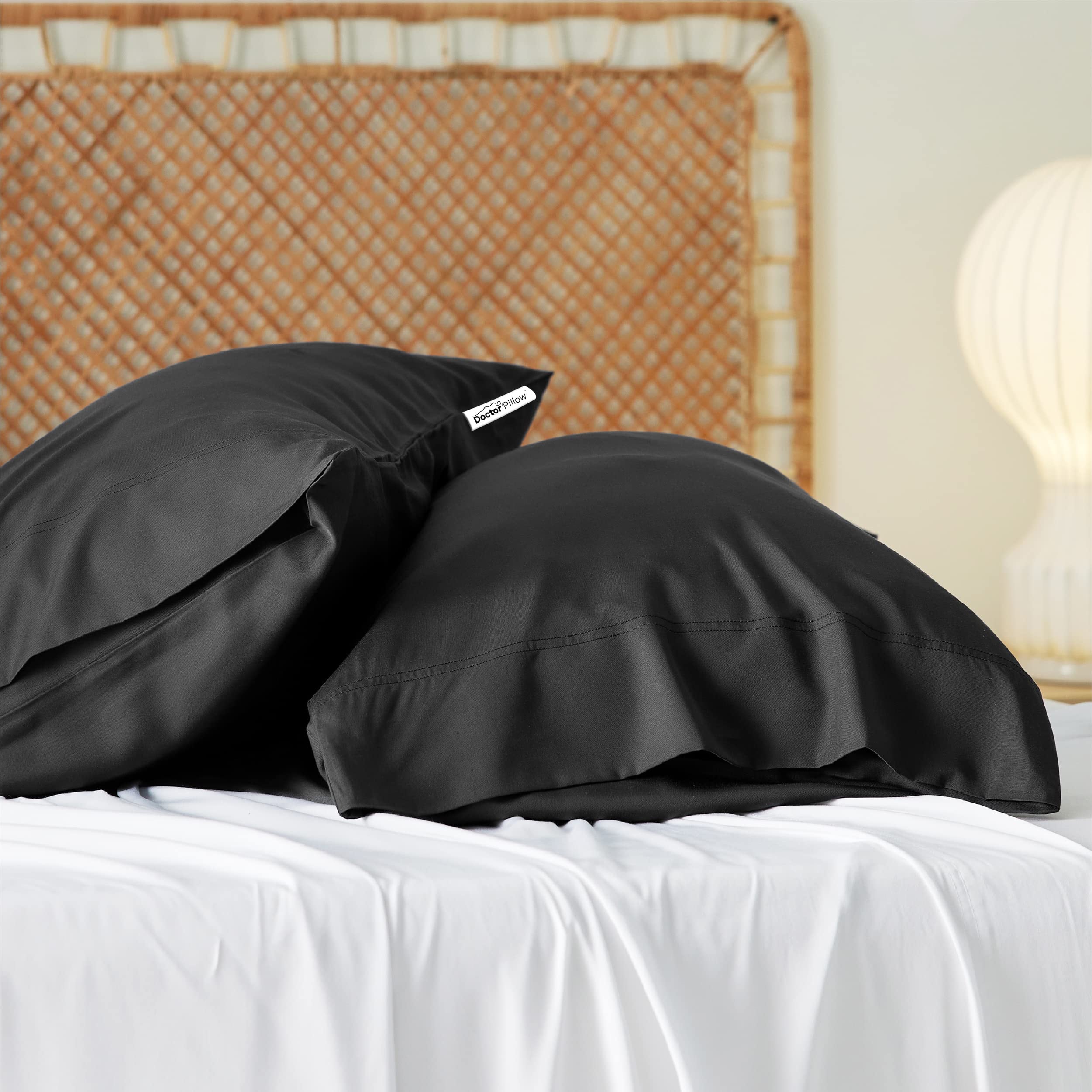 Bedsure Pillow Cases Queen Size Set of 2 Rayon Derived from Bamboo Cooling Pillowcase Black Qeen