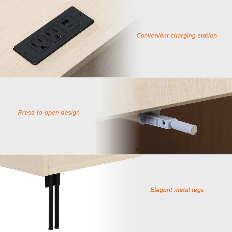94.5" Modern Wood 8-Drawer Dresser With Reeded Design, Minimalist Dresser Organizer Storage