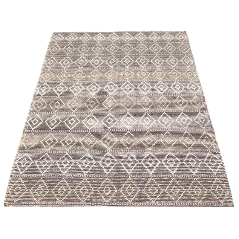 ECARPETGALLERY Braid weave Sienna Grey Wool Rug - 5'1 x 8'3