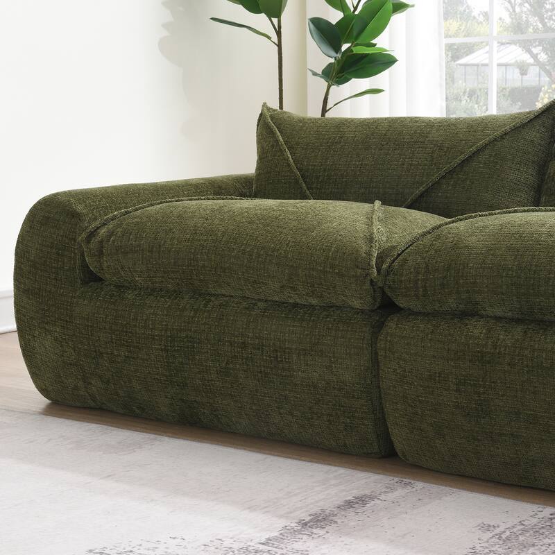 116'' Fully Sectional Compressed Sofa with High Density Foam, No Assembly Required