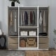 preview thumbnail 2 of 10, Freestanding Wardrobe Closet Cabinet with Hanging Rods & 4 Drawers, 6-Doors Wooden Clothes Storage Cabinet Bedroom Armoire