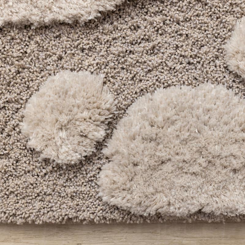 Luxurious Taupe Sand Stepping Stones High-Low Textured Rug