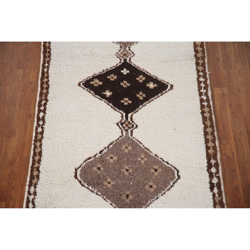 Plush Beige Turkish Anatolian Runner Rug Hand-knotted Wool Carpet - 3'7"x 11'2"