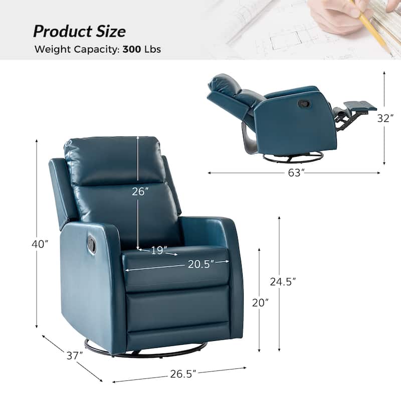 Esteban Modern Faux Leather Manual Rocking Swivel Recliner with Wingback Set of 2