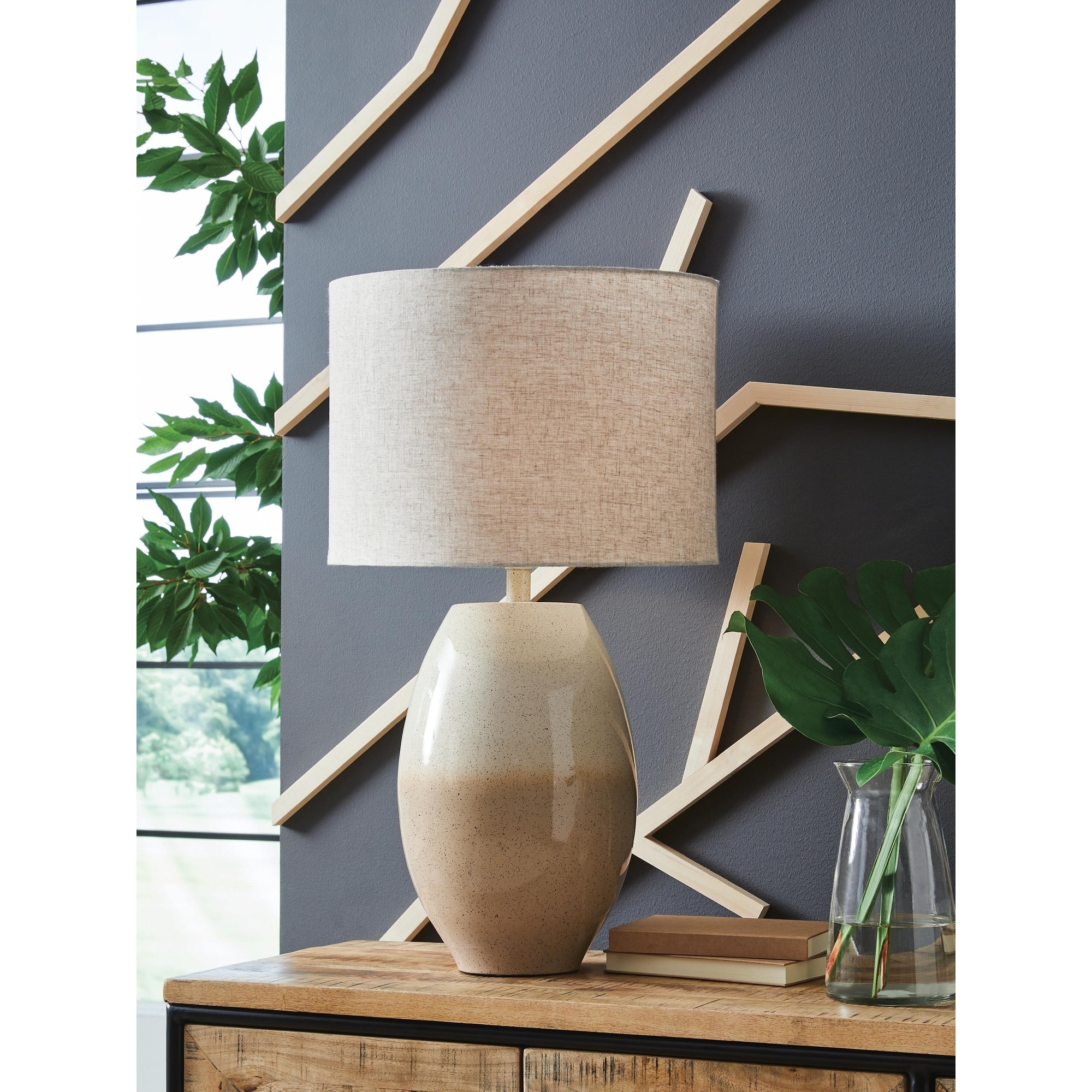 Signature Design by Ashley Linas Cream / Beige Metal Table Lamp - 16" W x 16" D x 28" H