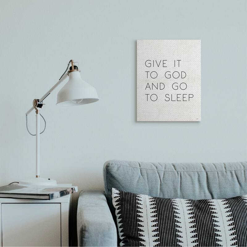 Stupell Give it to God and Sleep Faith Based Bedroom Quote Canvas Wall Art - Black