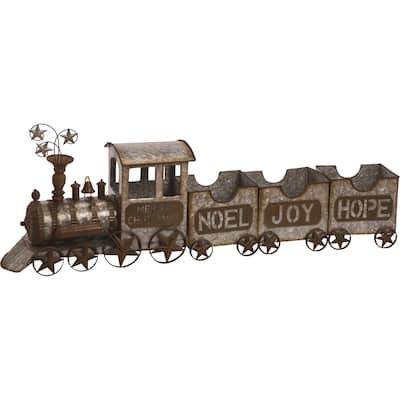 Transpac Metal 54.5 in. Bronze Christmas Noel Joy Hope Train