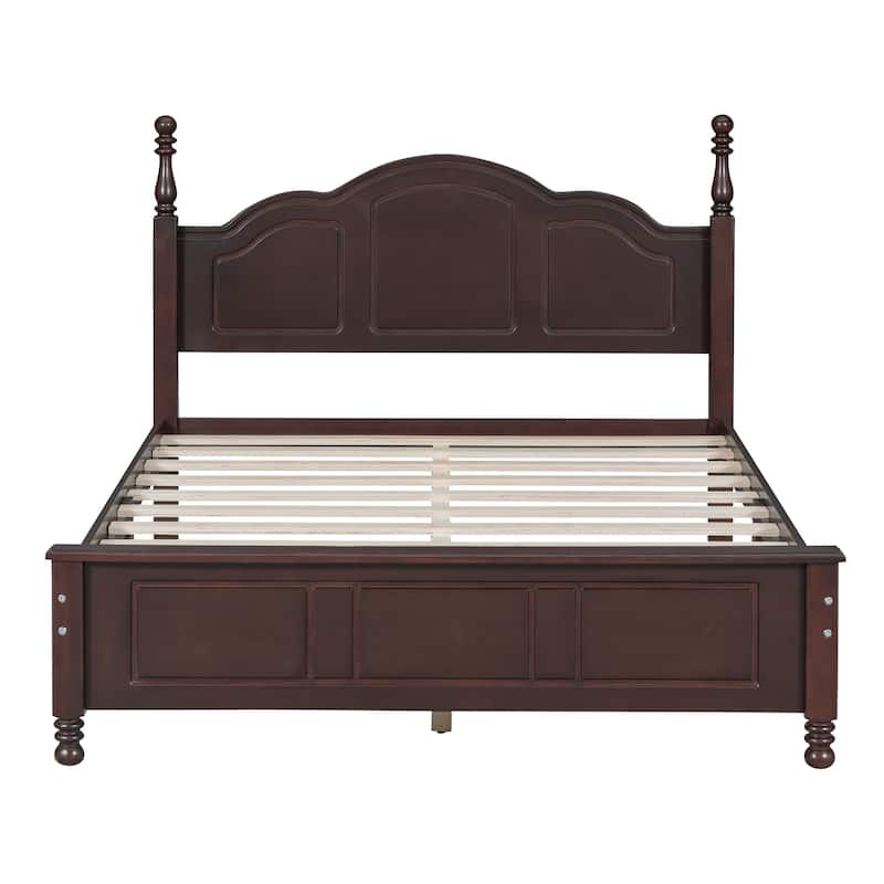 Wood Queen/Full Size Wood Platform Bed with Wooden Slat Support