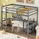 preview thumbnail 10 of 11, Twin Size Loft Bed with Under-bed Built-in Desk, Storage Cabinet, Drawers, Ladder and Full-length Guardrails for Kids, Teens