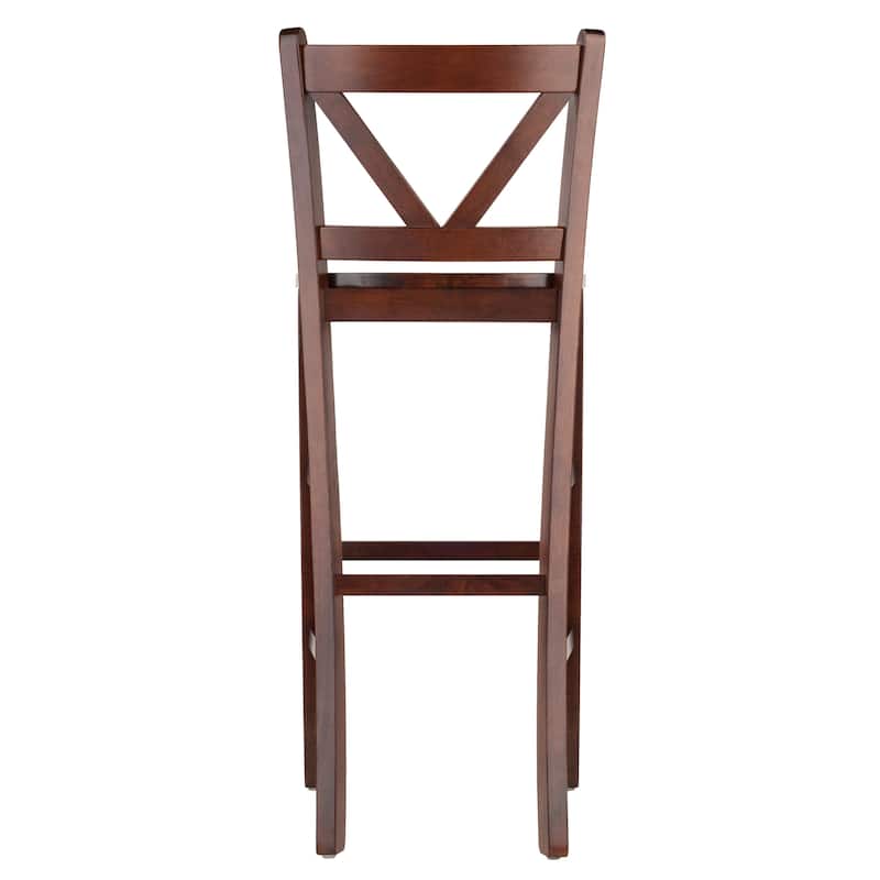2-Pc V-back Bar Stool Set, Walnut - 16.93"W x 19.21"D x 42.17"H