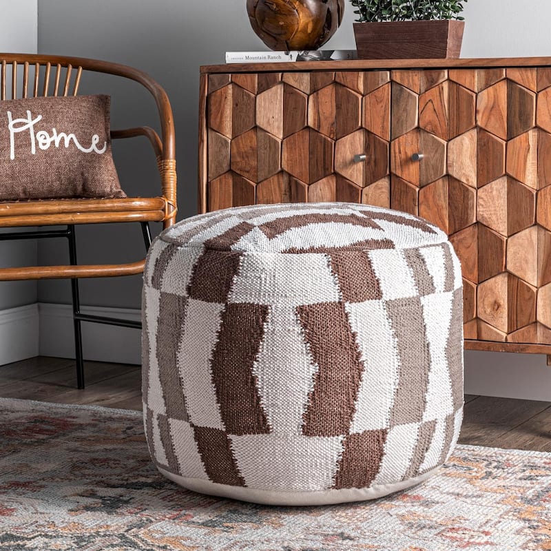 Nuloom Vienna Flatwoven Herringbone Ottoman Pouf