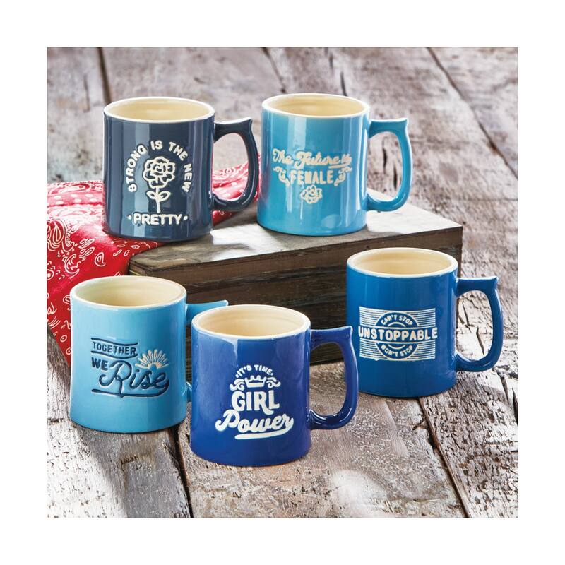 Pursuit Of Happiness Ceramic Mug 14oz Blue July 4th Drinkware Safe for Dishware 3.38inH x 4.53inL