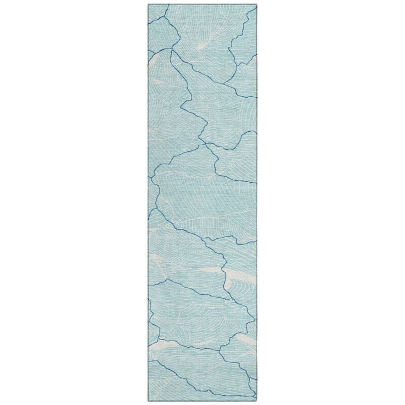 Machine Washable Indoor/ Outdoor Abstract Crackle Chantille Rug
