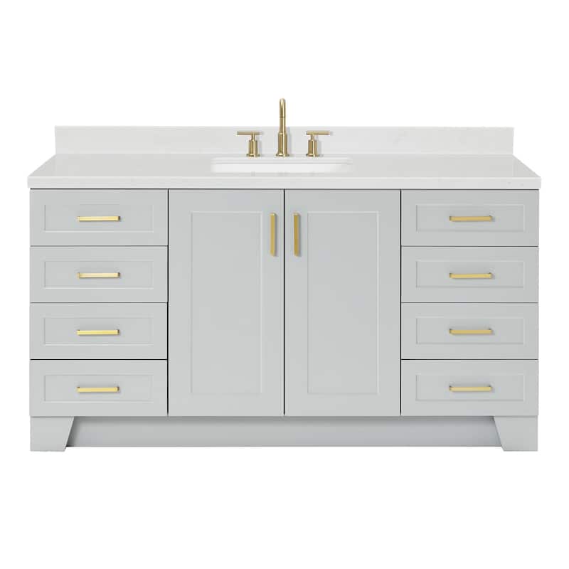 Ariel Q066SCQRVO Taylor 66" Free Standing Single Basin Vanity Set with - Grey