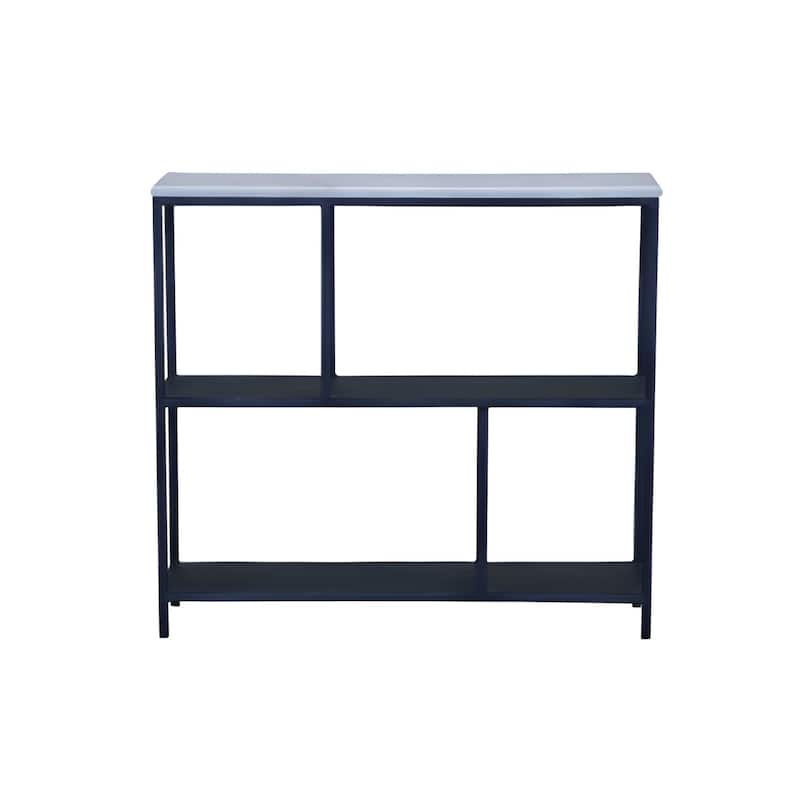 30" Space-Saving Vertical 3-Tier Black Iron Bookcase with Open Back and Matte Finish for Living Room - 30”H x 32”W x 8”D