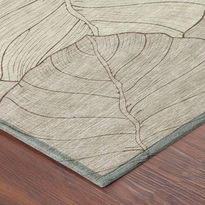 Machine Washable Indoor/ Outdoor Tropical Floral Chantille Rug