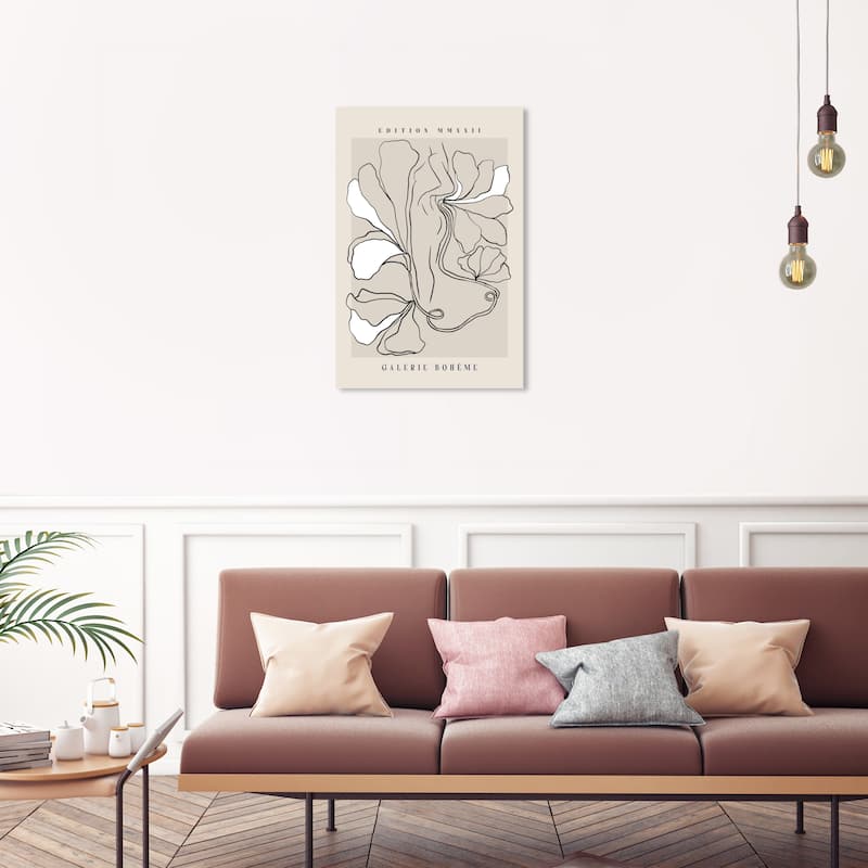 Wynwood Studio Canvas Floral and Botanical Nature takes a Step Black and Taupe Modern & Contemporary Wall Art Canvas Print - 30 x 20