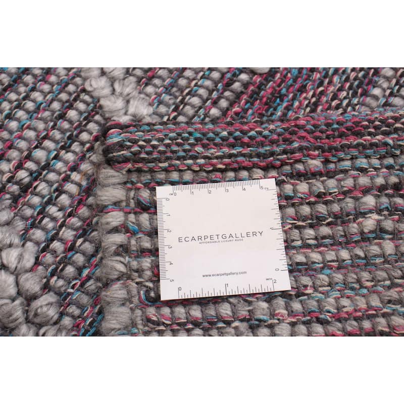 ECARPETGALLERY Braid weave Sienna Grey Wool Rug - 6'3 x 9'2