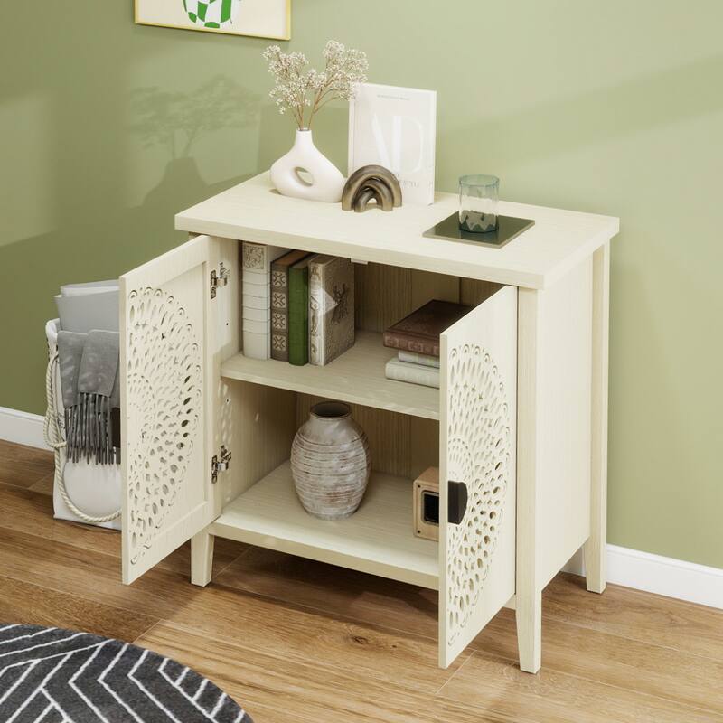 Hollow-Carved 2 Door Accent Cabinet