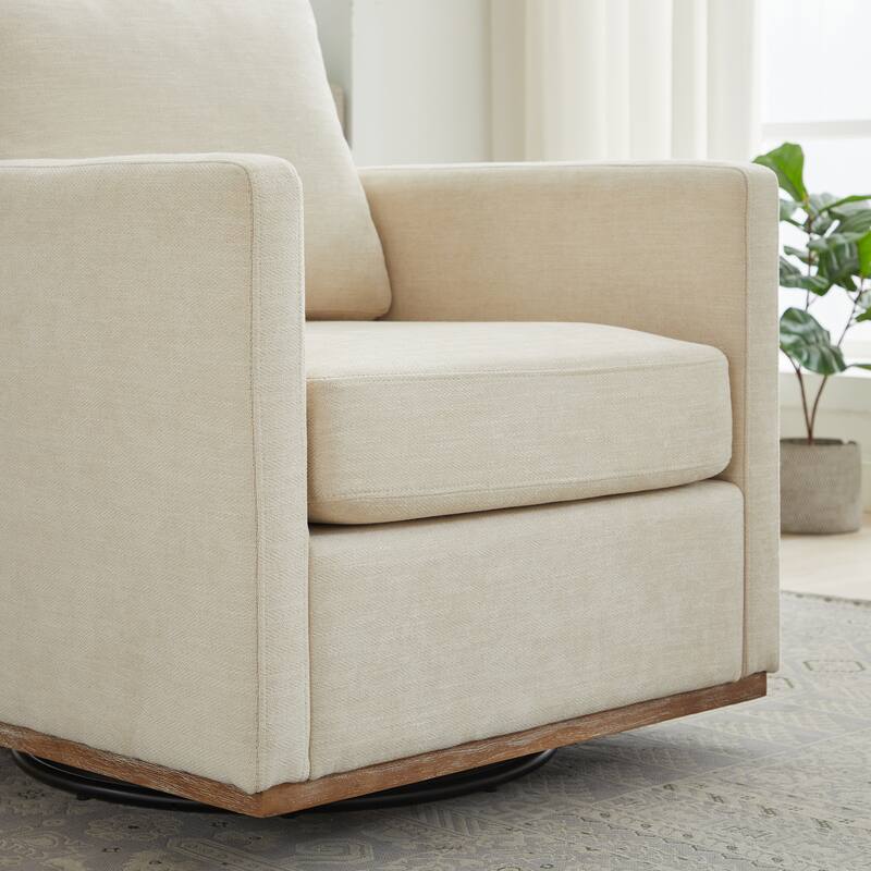 Chenille Swivel Accent Chair (Square Design)