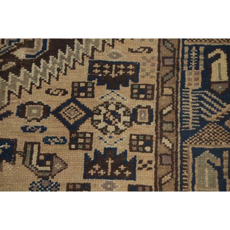 Hand Knotted Oriental 100% Wool Carpet Traditional Tribal Beige & Ivories Hamedan Area Rug - 5' 6'' X 3' 2''