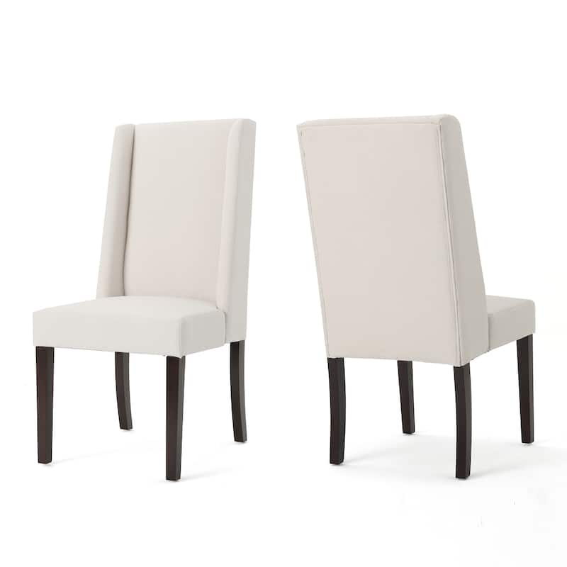 Rory Contemporary Fabric Wingback Dining Chair (Set of 2) by Christopher Knight Home - Ivory + Brown