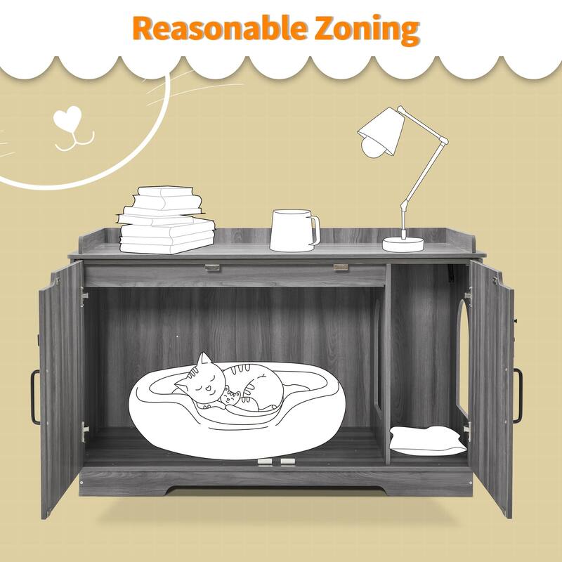 MCombo X-Large Cat Litter Box Furniture Hidden with Top Opening & Divider, Particle Board, CT37