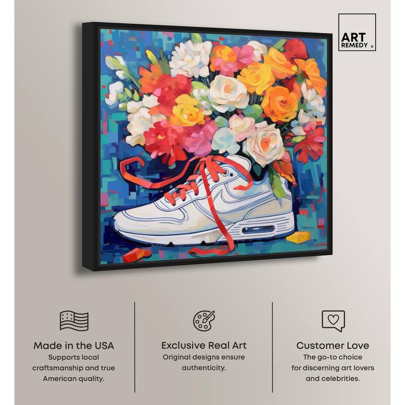 Whimsical Sneaker with Flowers Canvas by Art Remedy