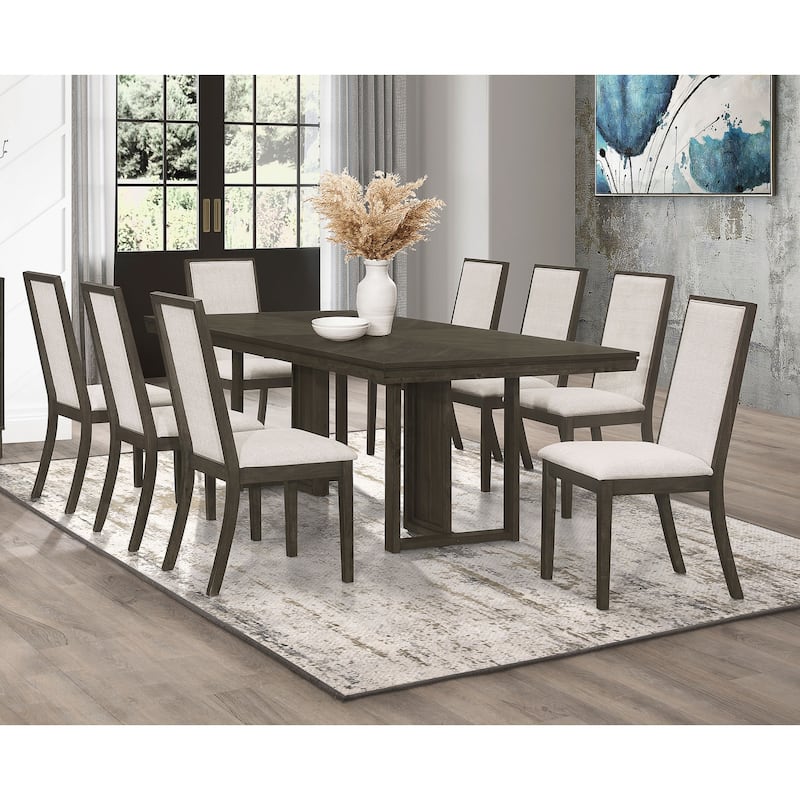 Kelly Beige and Dark Grey Rectangular Dining Table Set