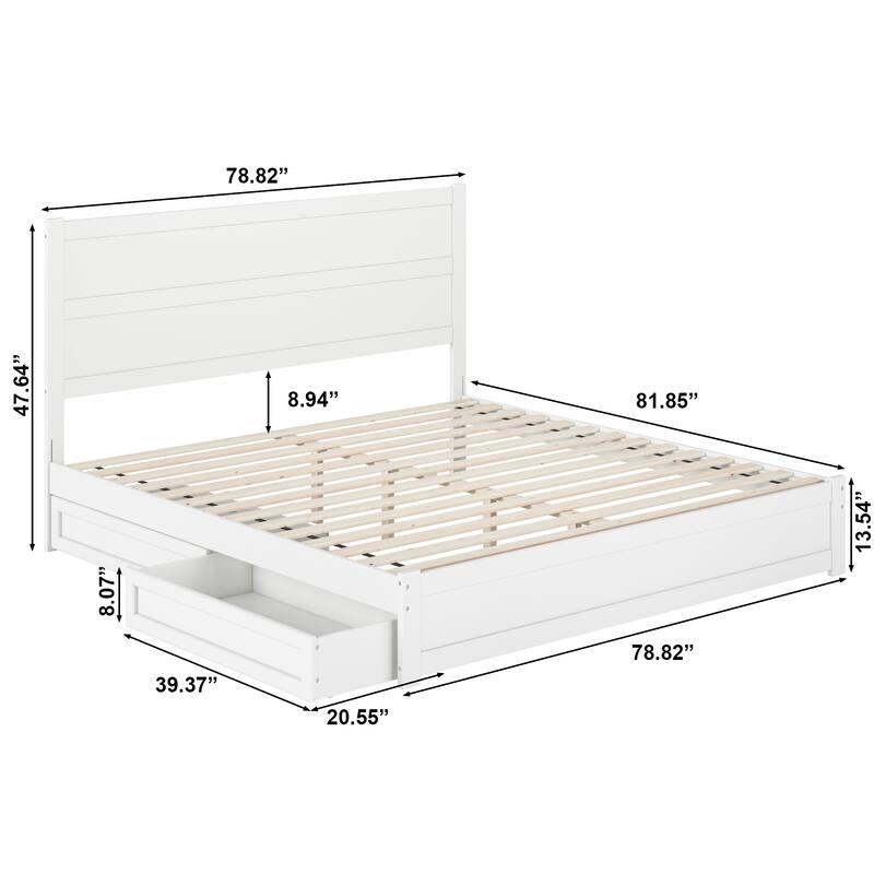 Aveline Wood Platform Bed with Matching Footboard & Storage Drawers