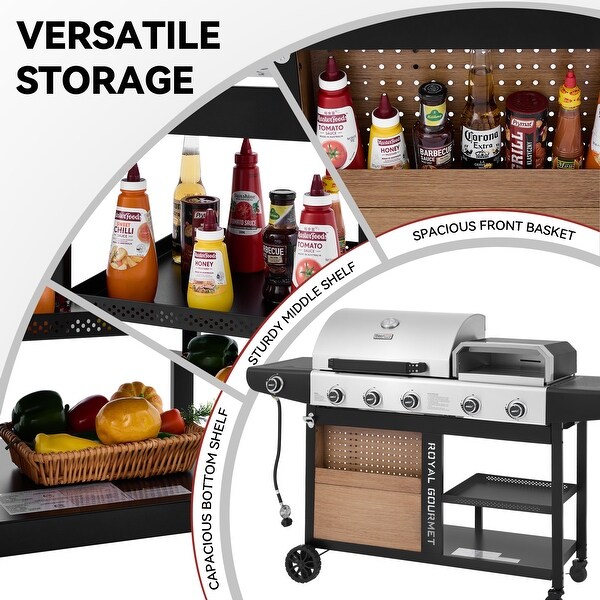 Royal Gourmet Gas Grill and Pizza Oven Combo with Side Burner