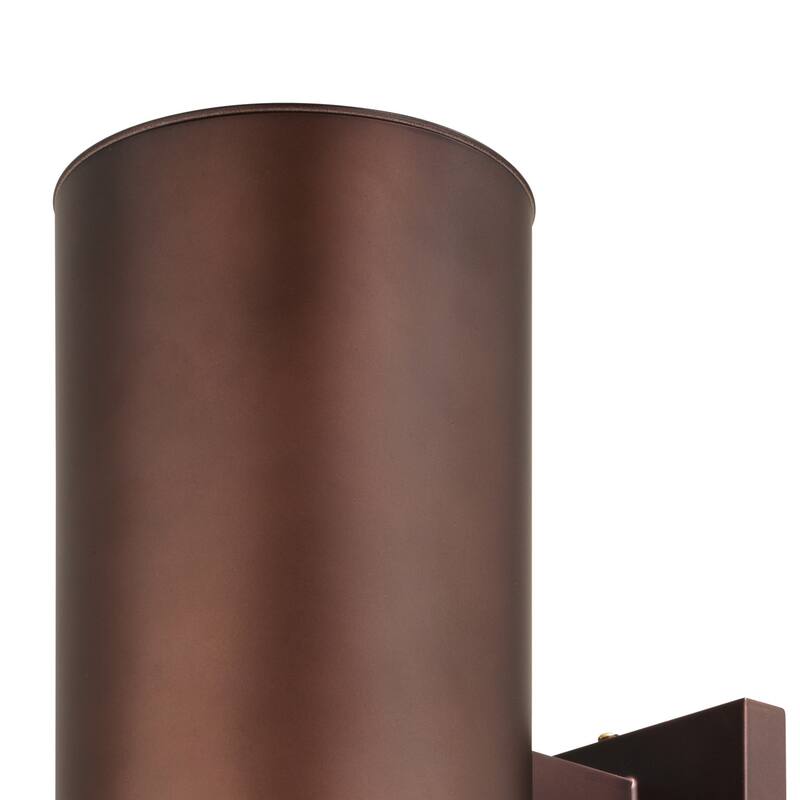 Chiasso Aluminum 2 Light Bronze Cylinder Outdoor Wall Lantern Clear Glass - 5-in W x 14.25-in H x 8-in D