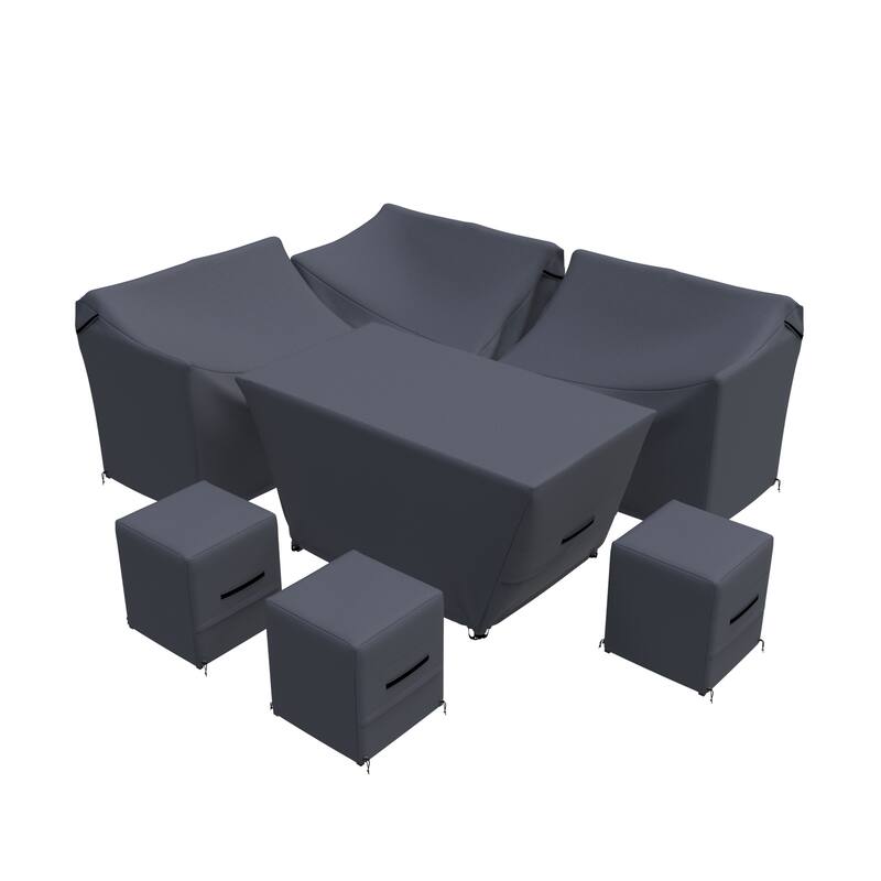 Hinesville Rattan Outdoor Lounge Dining Set Chair Cover ( Set of 7 ) - 32 x 53 x 30