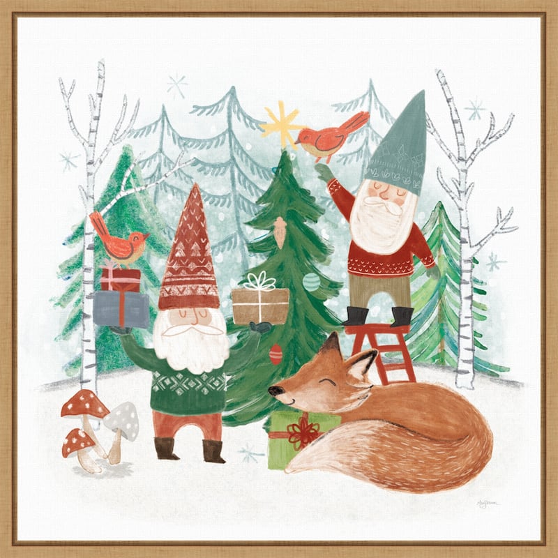 Woodland Gnomes I by Mary Urban Canvas Art Framed - 16 x 16 in