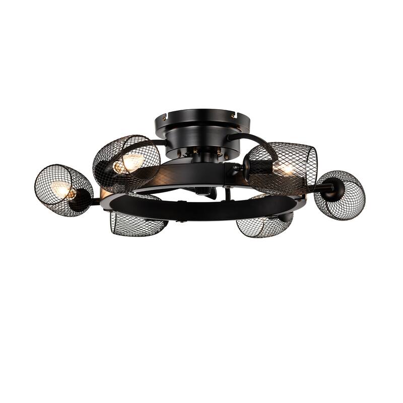 25.8''Industrial Ceiling Fan With Remote Control,5 Abs Blades Small Size Ceiling Fan,6 Pcs*E26 (Does Not Include Light Bulbs)