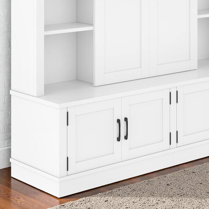 70.8 in Entryway Hall Cabinet with Sliding Barn Door, Multi-Tier Storage Shelves, 12 Compartments, Modern Mudroom Organizer